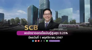 SCB ลดอัตราดอกเบี้ยเงินกู้สูงสุด 0.25% มีผลวันที่ 1 พฤศจิกายน 2567