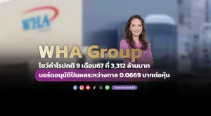 WHA Group โชว์กำไรปกติ 9 เดือน67 ที่ 3,312 ล้านบาท บอร์ดอนุมัติปันผลระหว่างกาล 0.0669 บาทต่อหุ้น