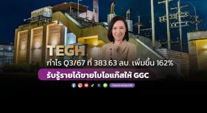 TEGH กำไร Q3/67 ที่ 383.63ลบ. เพิ่มขึ้น 162% รับรู้รายได้ขายไบโอแก๊สให้ GGC