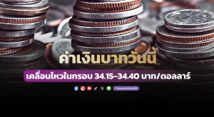 ค่าเงินบาทวันนี้เคลื่อนไหวในกรอบ 34.15-34.40 บาท/ดอลลาร์ [11/11/2024]