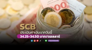 ค่าเงินบาทวันนี้เคลื่อนไหวในกรอบ 34.25-34.50บาท/ดอลลาร์