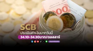 ค่าเงินบาทวันนี้เคลื่อนไหวในกรอบ 34.10-34.30 บาท/ดอลลาร์