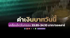 คาดค่าเงินบาทวันนี้ กรอบ 33.85-34.10 บาท/ดอลลาร์